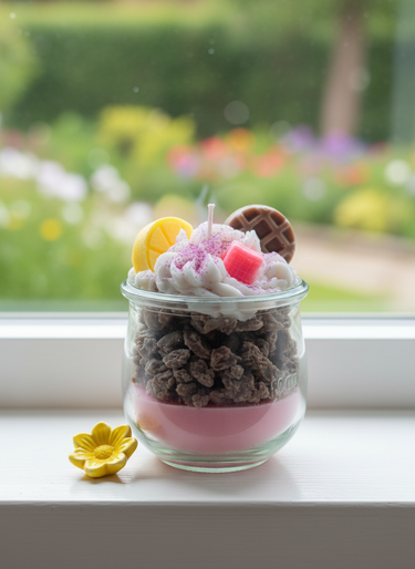 Duftkerze im Glas mit Frühstücksaroma vegan Idee zum Valentinstag