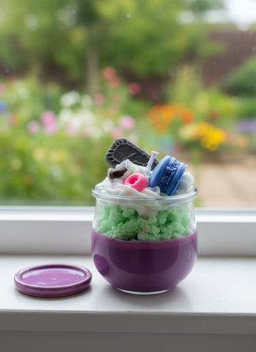 Pastellfarbene Duftkerze aus handgegossenem Sojawachs