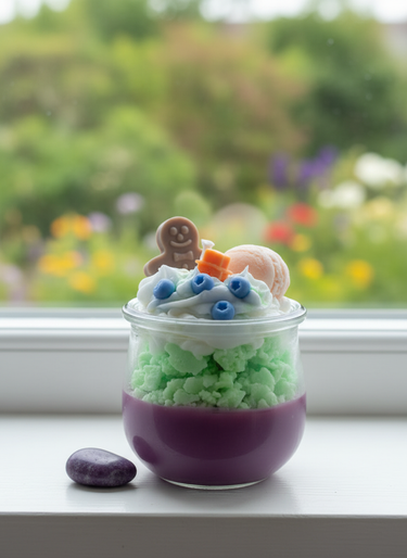 Handgegossene Sojakerze mit fruchtigem Duft im Glas