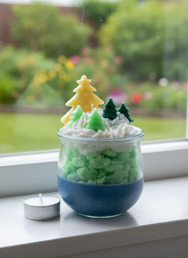 Duftkerze im Glas mit Tannenwald-Aroma