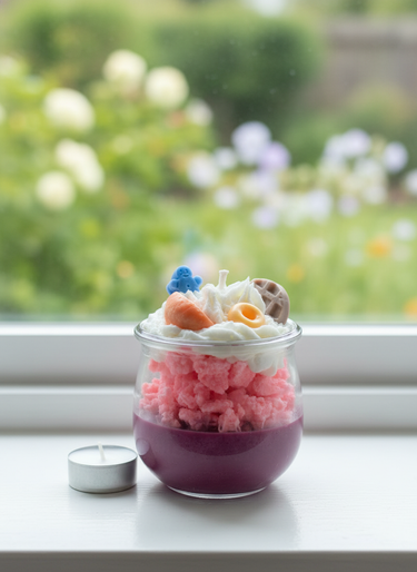 Handgegossene Peachy Blue Duftkerze im Glas Idee zum Valentinstag