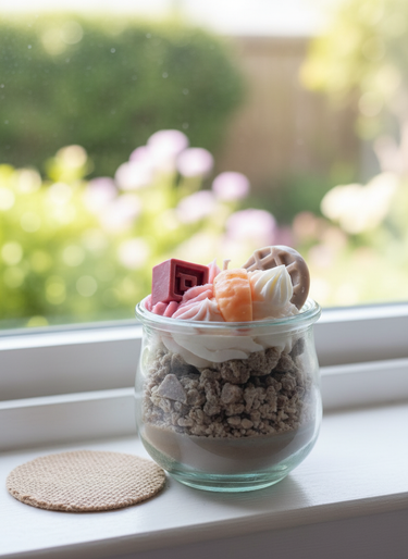 Braune Dessert-Kerze im Glas mit Schokoladenduft Geschenk zu Weihnachten