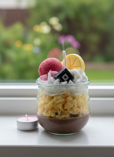 Handgegossene Macaron Duftkerze im Glas