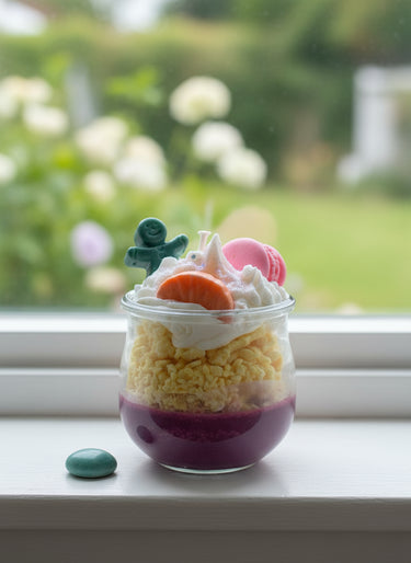 Handgegossene Duftkerze Frucht-Keks im Glas