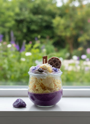 Handgegossene Vintage-Sojawachskerze im Glasbehälter