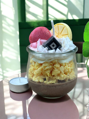 Handgegossene Macaron Duftkerze im Glas