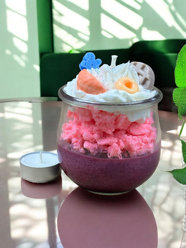 Handgegossene Peachy Blue Duftkerze im Glas Idee zum Valentinstag