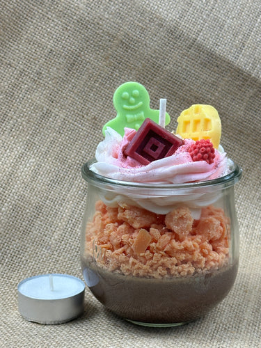 🍪 Happy Dessert Duftkerze im Glas mit Deko-Figuren | Modekerzen