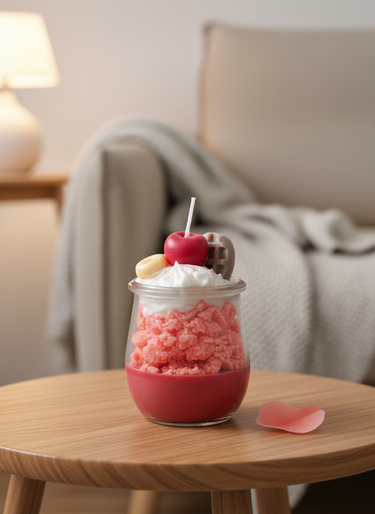 fruchtig / frisch / cremig Kiss Duftkerze im Dessertglas – handgegossen & vegan