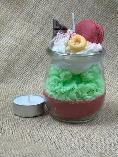 🍓 Pistazien-Macaron Duftkerze im Glas – Mittelgröße | Modekerzen