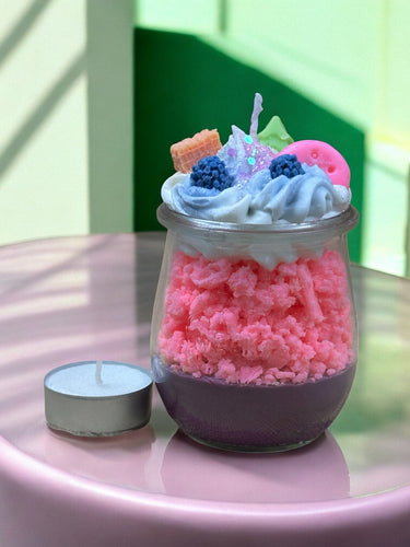 Duftende Unicorn-Dessertkerze im Glas handgegossen Idee zum Valentinstag