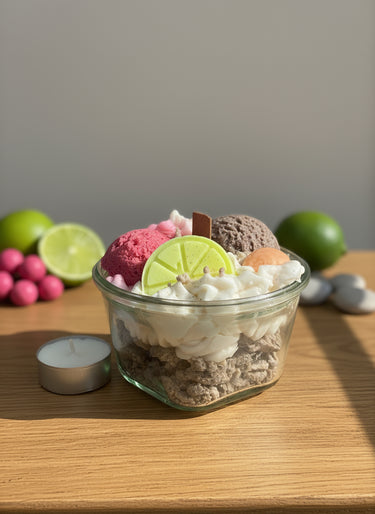 Handgegossene Citrus-Eis-Duftkerze im Schalen-Design