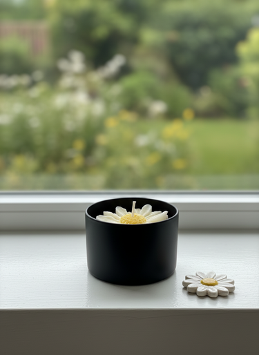 Wunderschöne Geschenkkerze mit Wachsblume Gelb