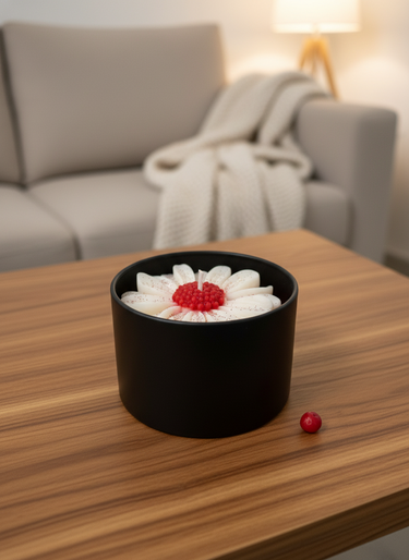 Wunderschöne Geschenkkerze mit Wachsblume