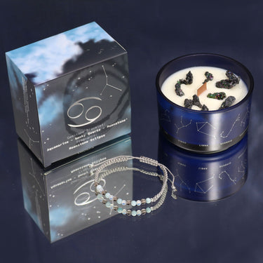 Magische Kristallkerze mit Edelsteinarmband - Krebszauber