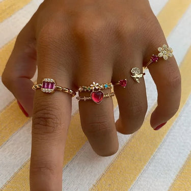 Laragold kollektion rings - ring mit herz blumen, und stein motiv