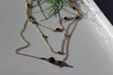 Neue Mode Schwarze Perlen Halskette für Damen - Kreativer, mehrschichtiger Diamantketten Großhandel