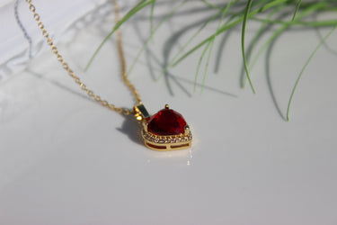 Modisch Herzform Kupfer Goldbeschichtet Zirkon Anhänger Halskette für Damen