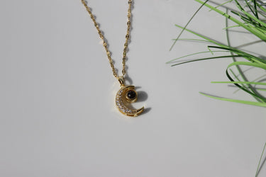 Elegante Mond Anhänger Halskette aus Edelstahl für Damen